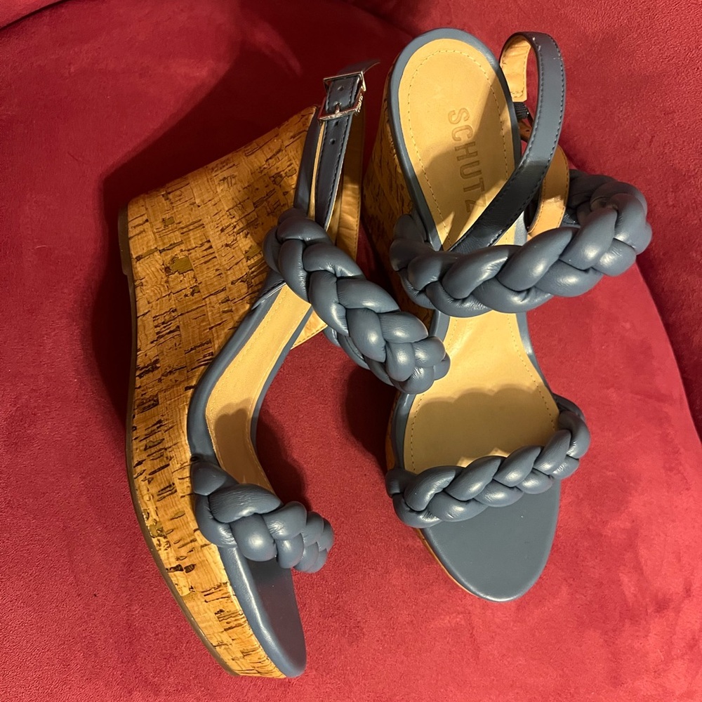 SCHUTZ Navy Braided Women's Sandals - Picture 2 of 3
